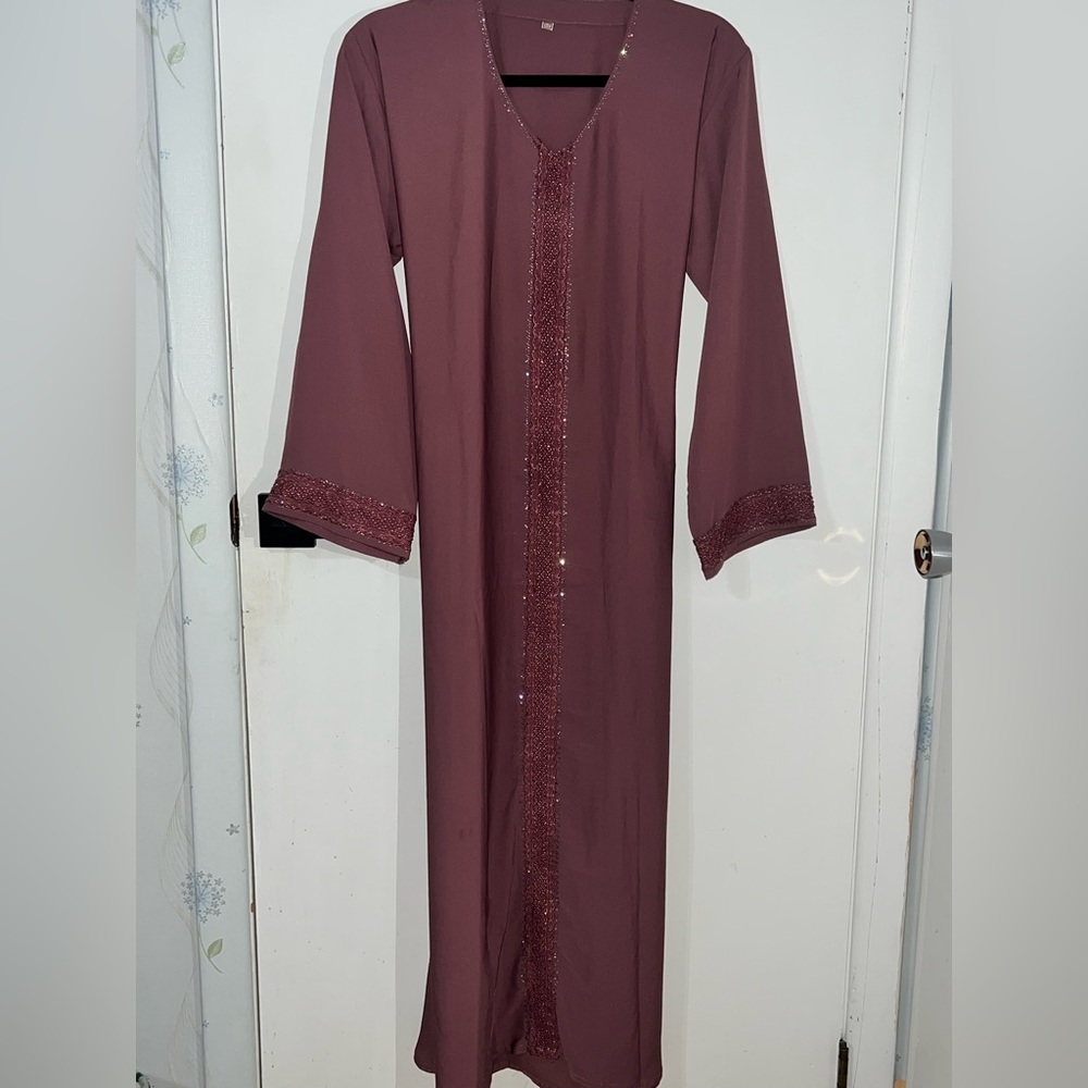 Elegant Purple Embellished Women's Abaya